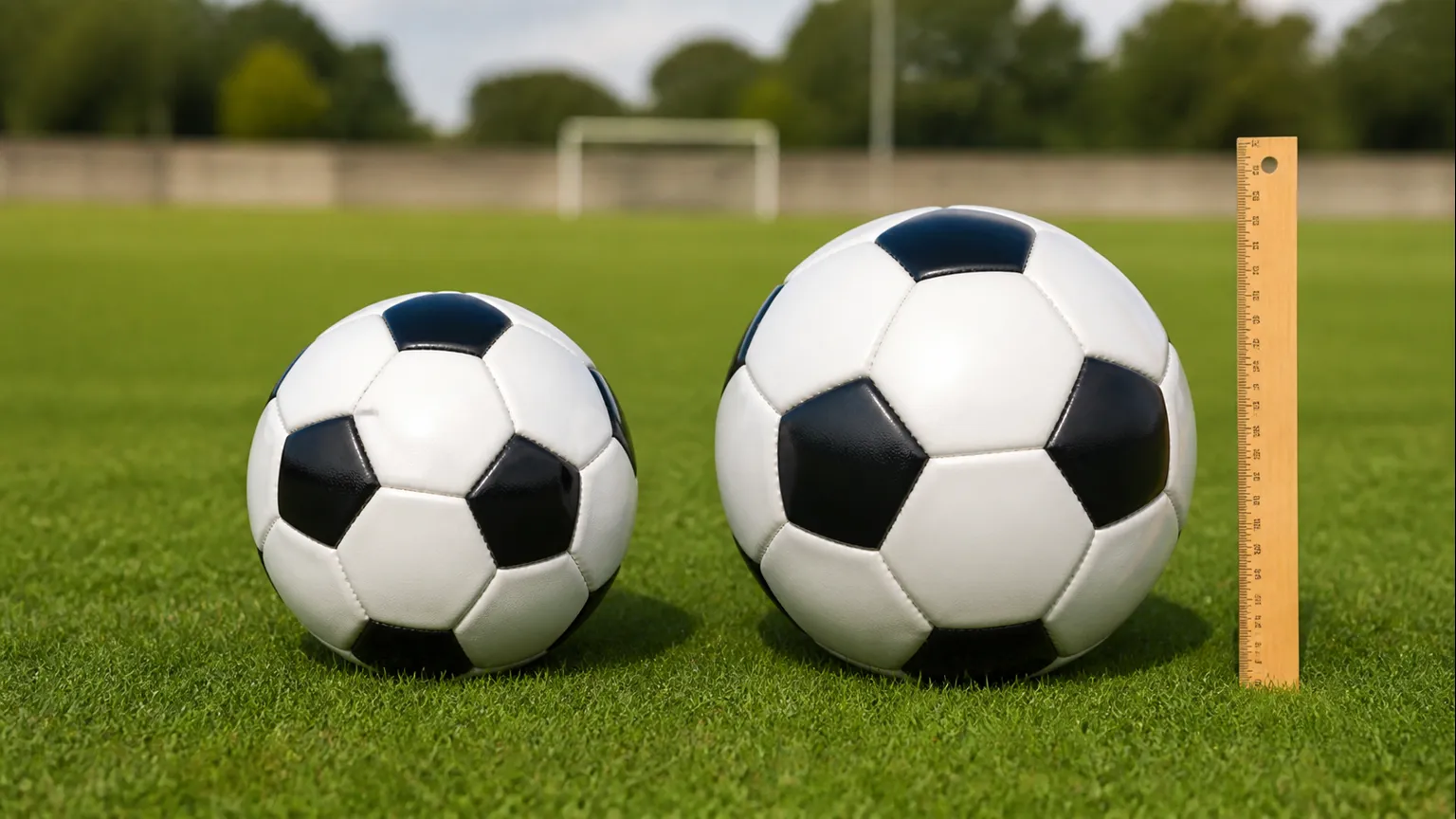 Imagem editorial sobre Bola tamanho 4 vs tamanho 5